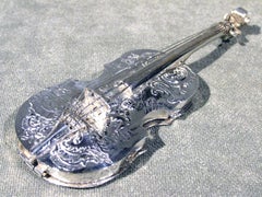 19th Century Dutch Silver Pill Box in the Form of a Miniature Cello, Circa 1880