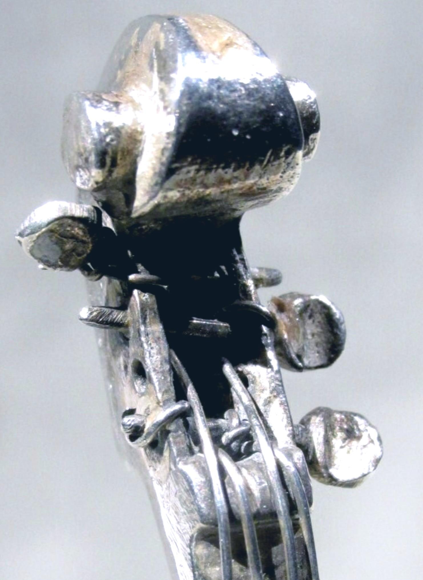 19th Century Dutch Silver Pill Box in the Form of a Miniature Cello, Circa 1880 5