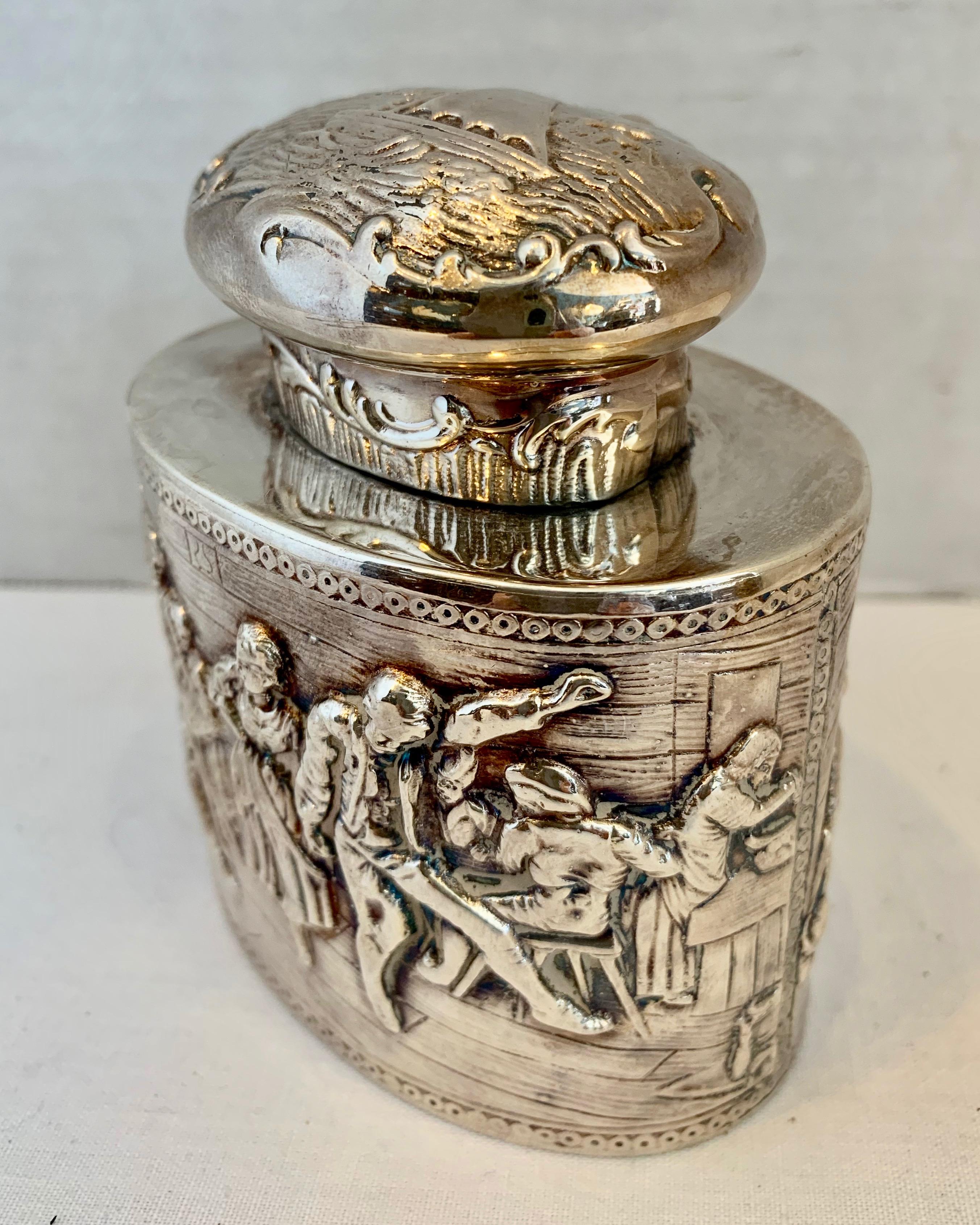 Néerlandais Boîte à thé hollandaise en argent du 19ème siècle en vente