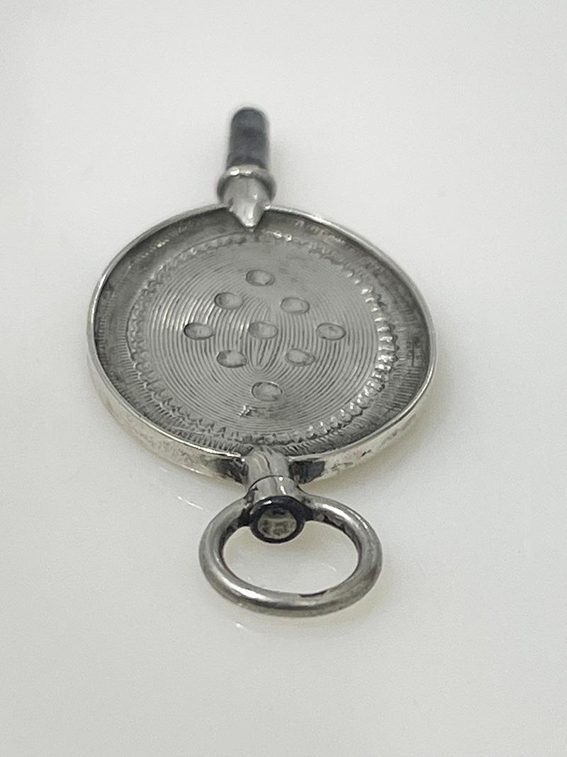 Silver 19th Century Dutch silver watch-key with a scene of a bunch of grapes For Sale