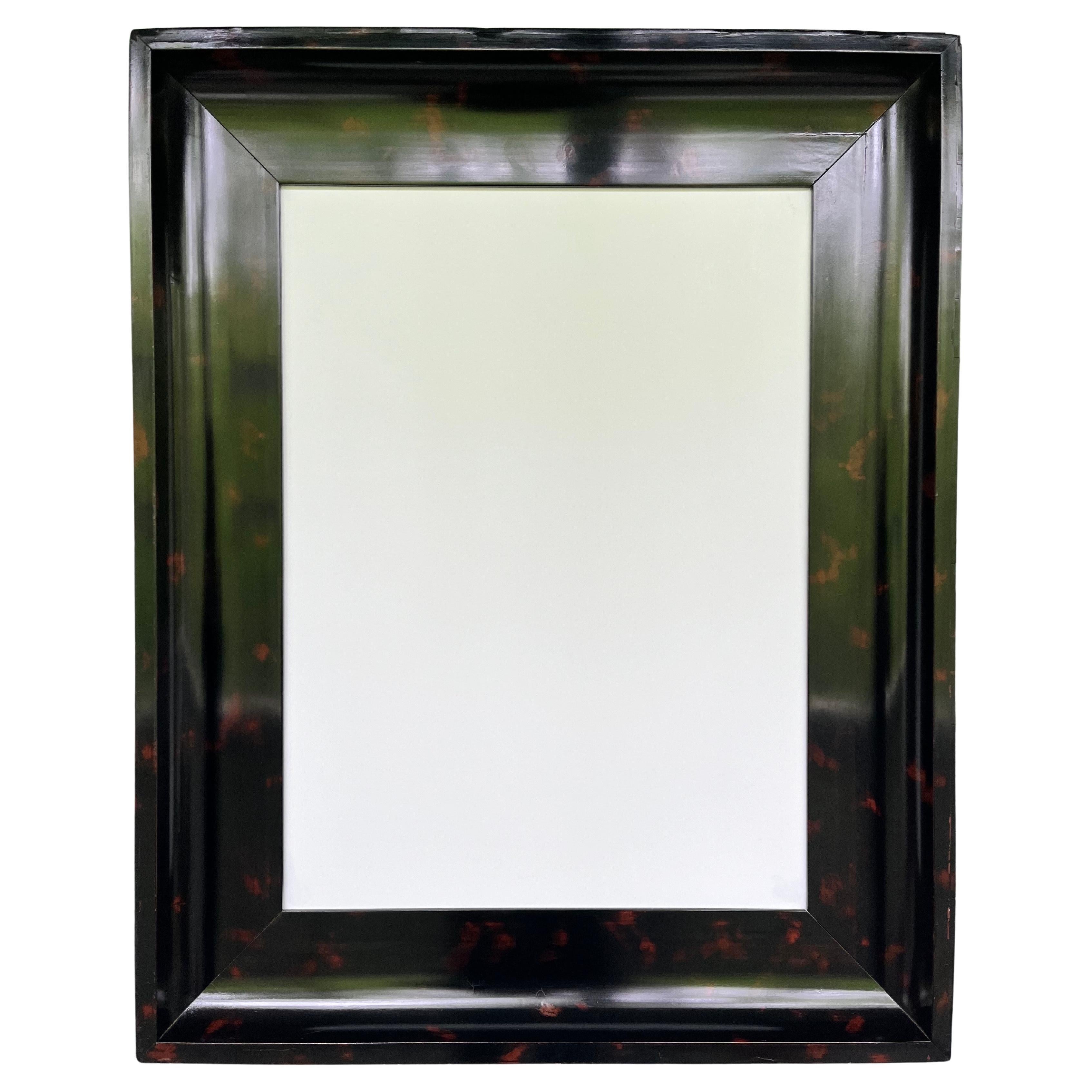 19th Century Dutch Style Faux Tortoise Ebonized Antique Painting Picture Frame For Sale