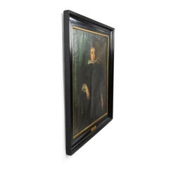 19th Century Dutch Style Framed Oil Van Dyke Boy Portrait