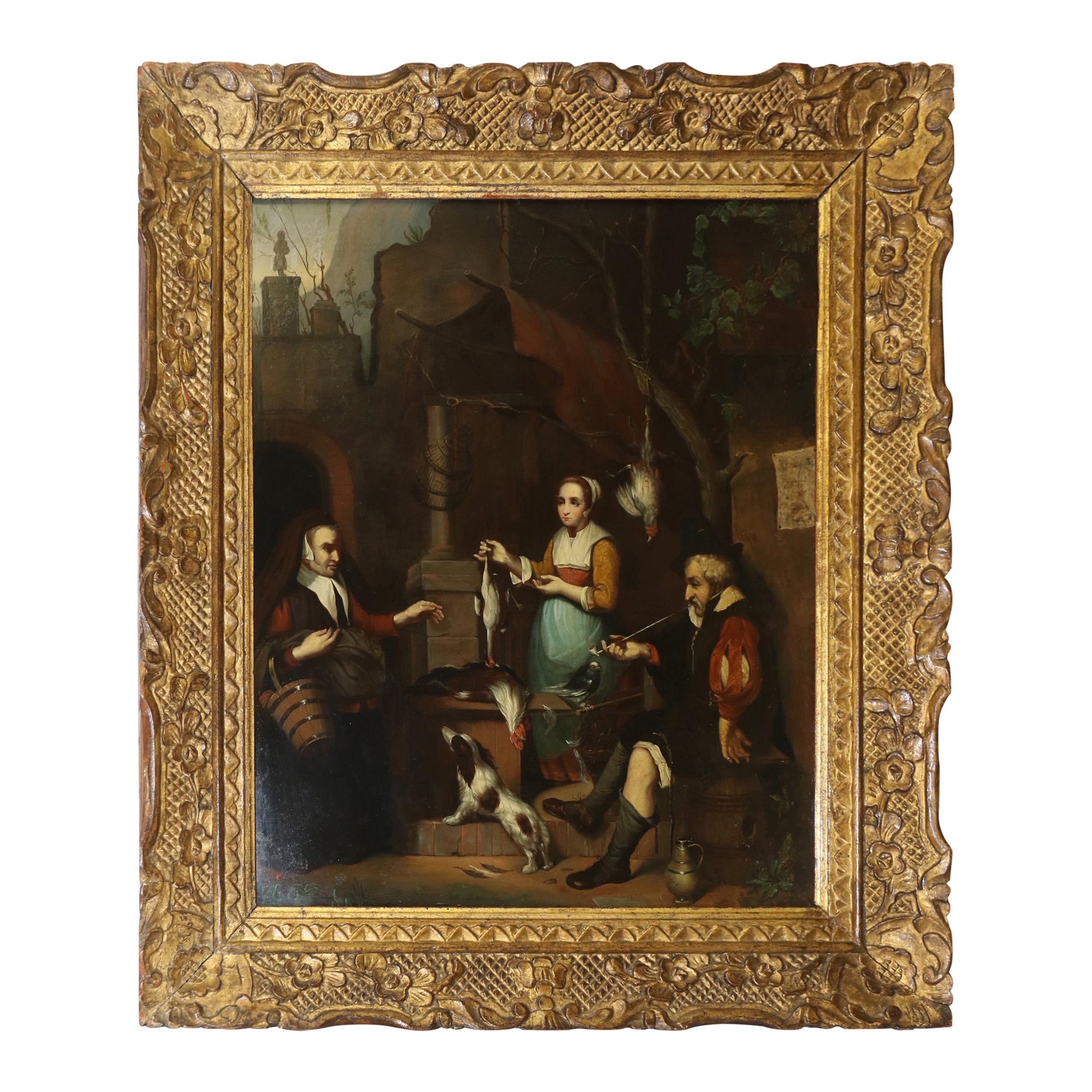 19th Century Dutch Style Oil Painting on Steel, circa 1880 For Sale