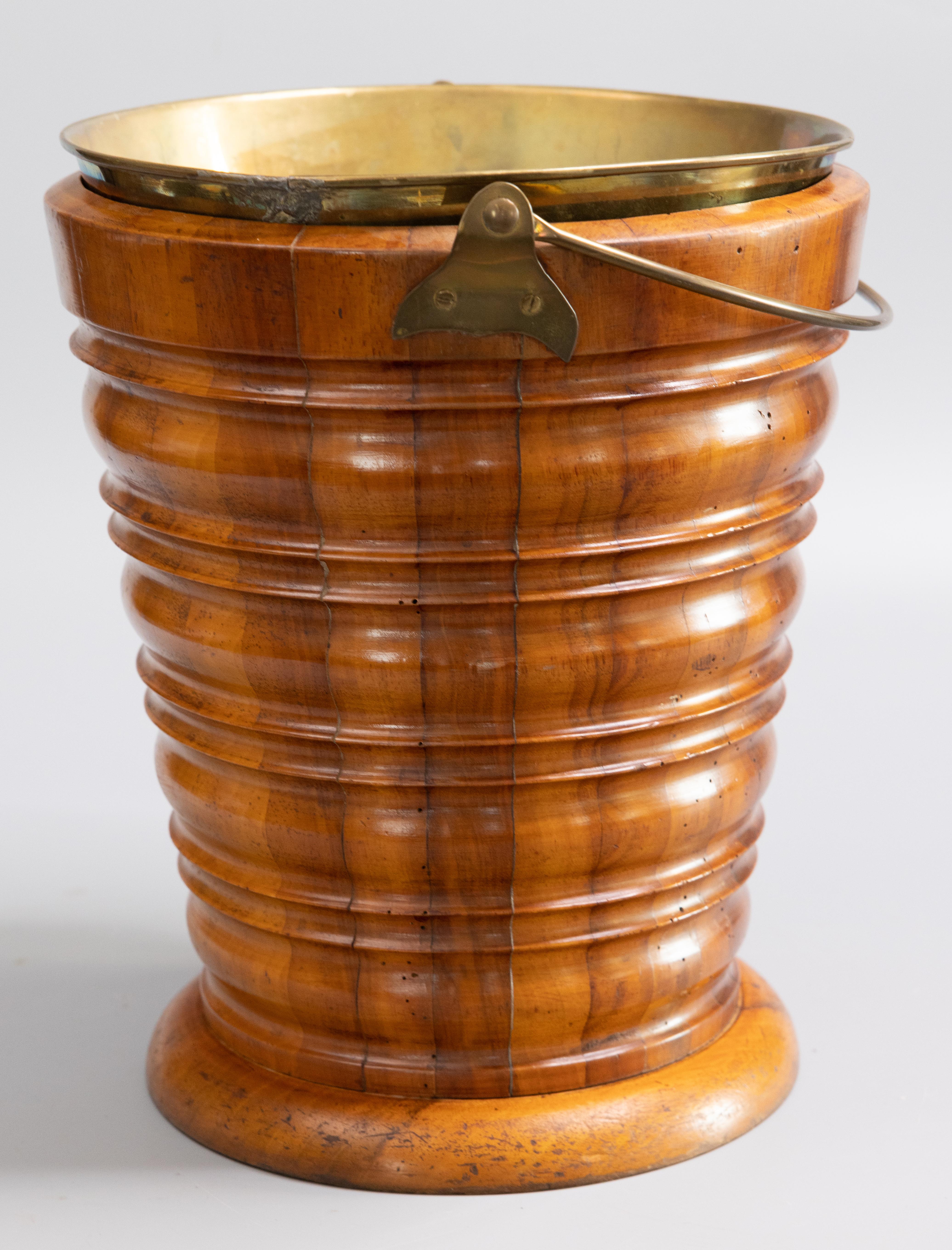 Turned 19th Century Dutch Fruitwood Peat Bucket Kettle Warmer Teestoof Jardiniere For Sale