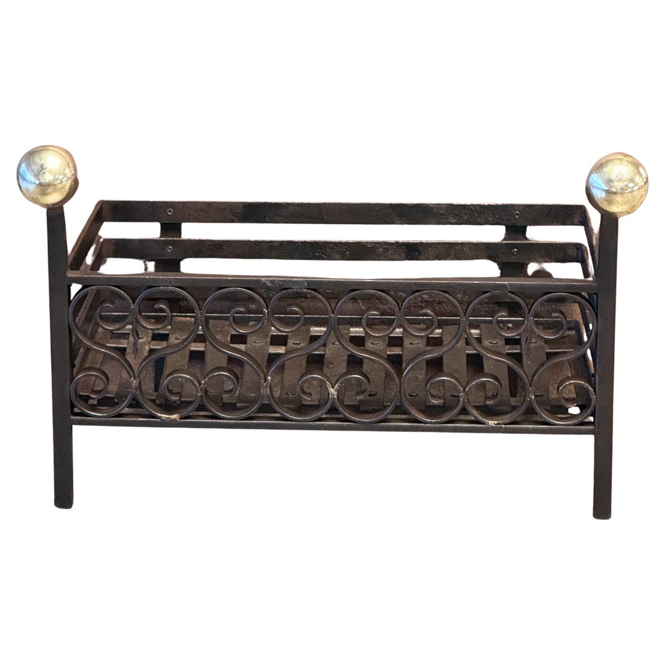Grille de cheminée ou panier de cheminée victorien néerlandais du 19ème siècle