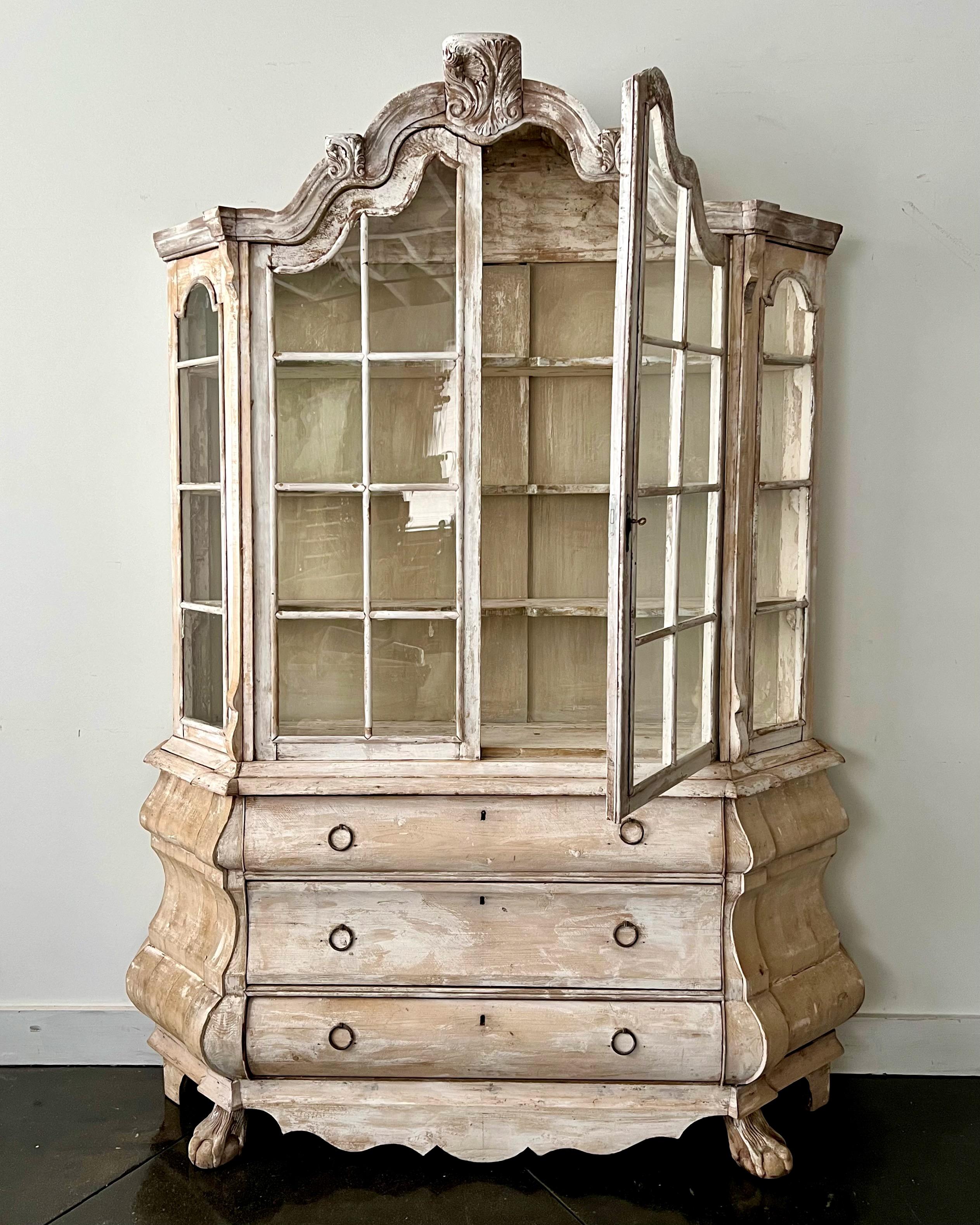 Hand-Carved 19th century Dutch Vitrine Cabinet For Sale