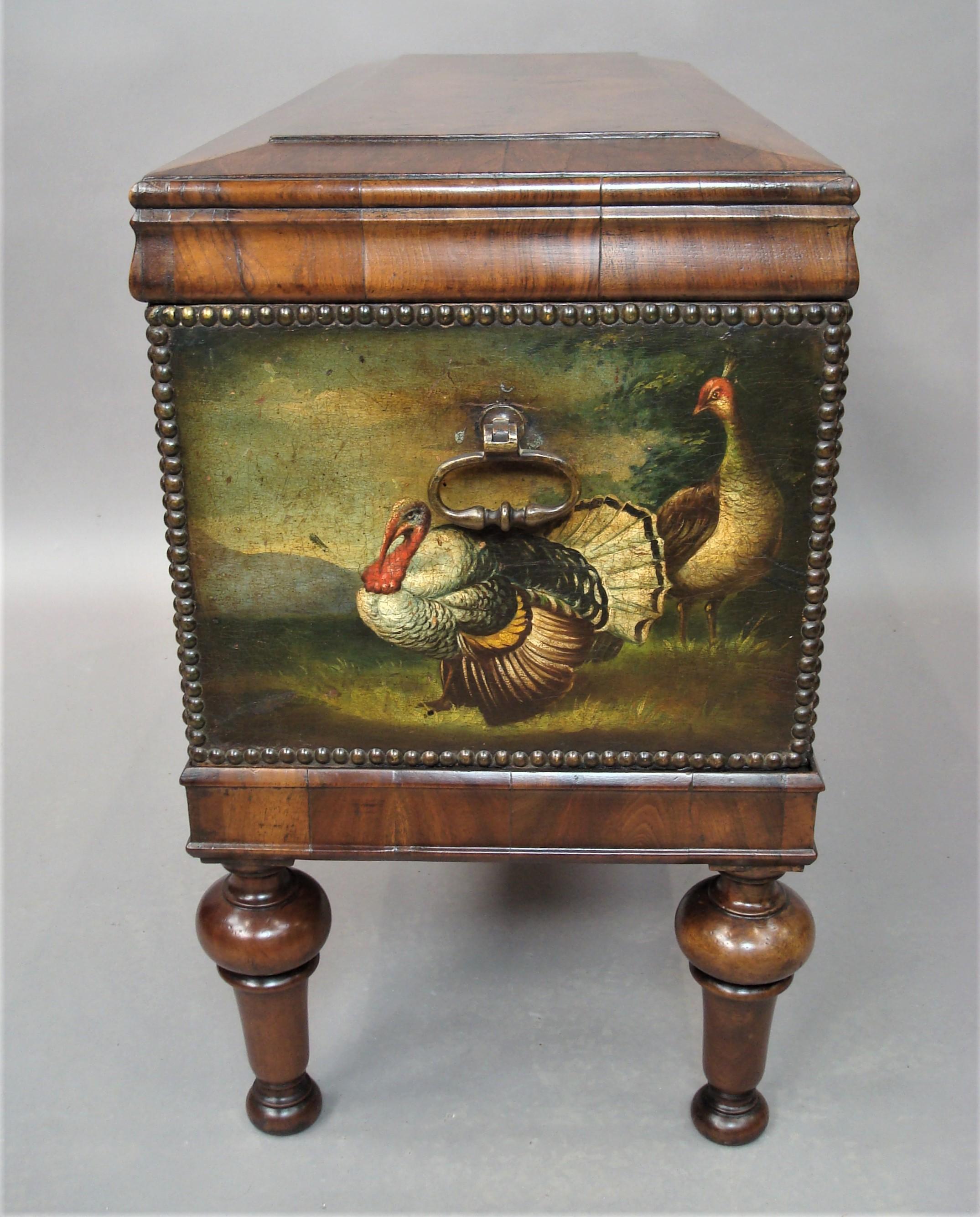 19th Century Dutch Walnut and Painted Leather Chest on Stand 2
