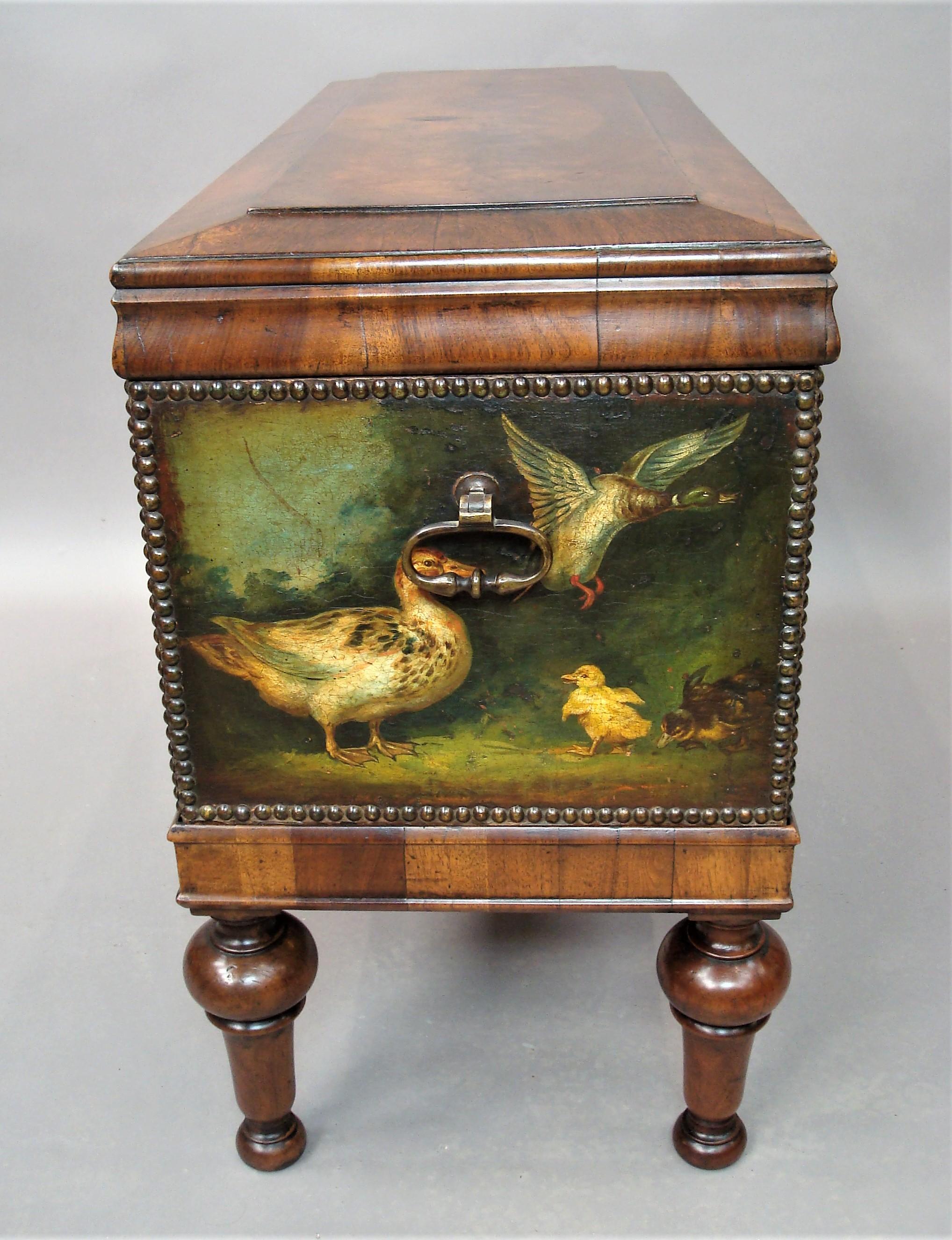 19th Century Dutch Walnut and Painted Leather Chest on Stand 3