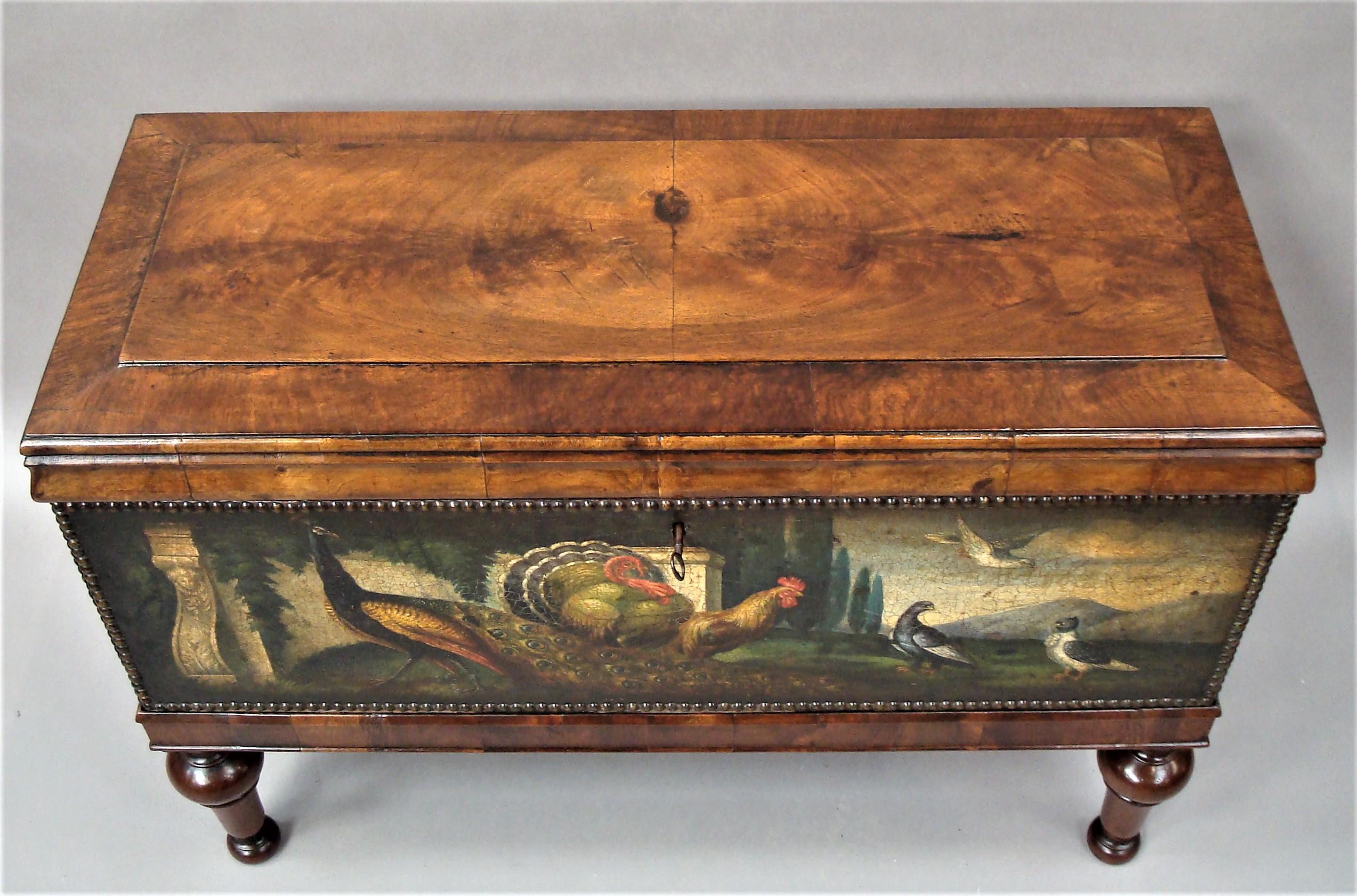 19th Century Dutch Walnut and Painted Leather Chest on Stand 4