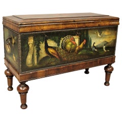 19th Century Dutch Walnut and Painted Leather Chest on Stand