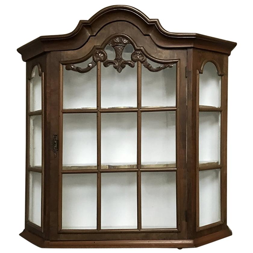 19th Century Dutch Walnut Wall Vitrine