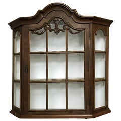 Antique 19th Century Dutch Walnut Wall Vitrine