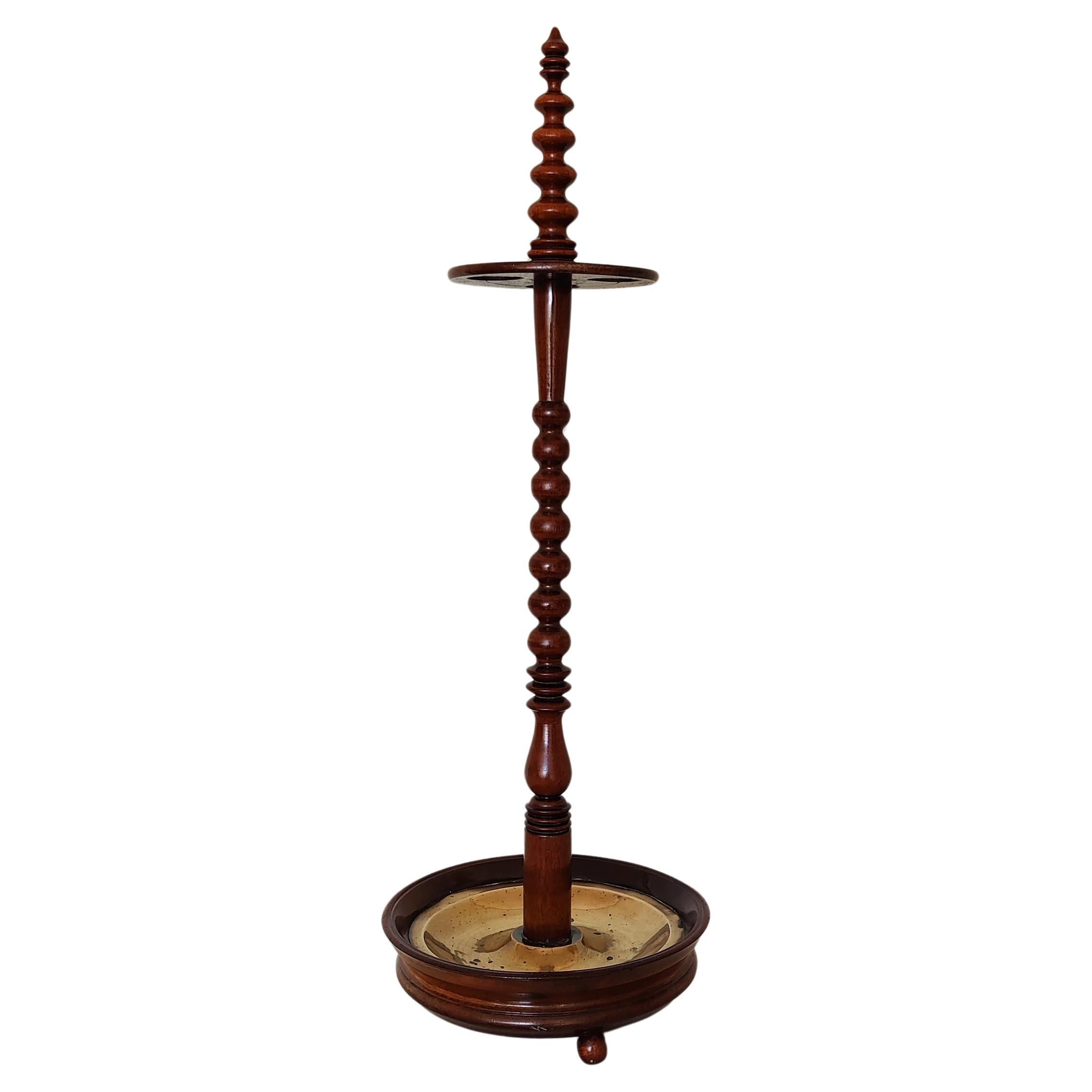 19th Century Dutch Wooden Pipe Holder or Pipe Stand with Twisted Stem