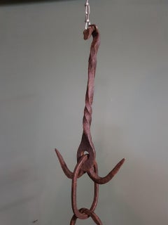 19th Century, Dutch Wrought Iron Tremmel, Fireplace Chain