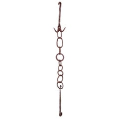 19th Century, Dutch Wrought Iron Tremmel, Fireplace Chain