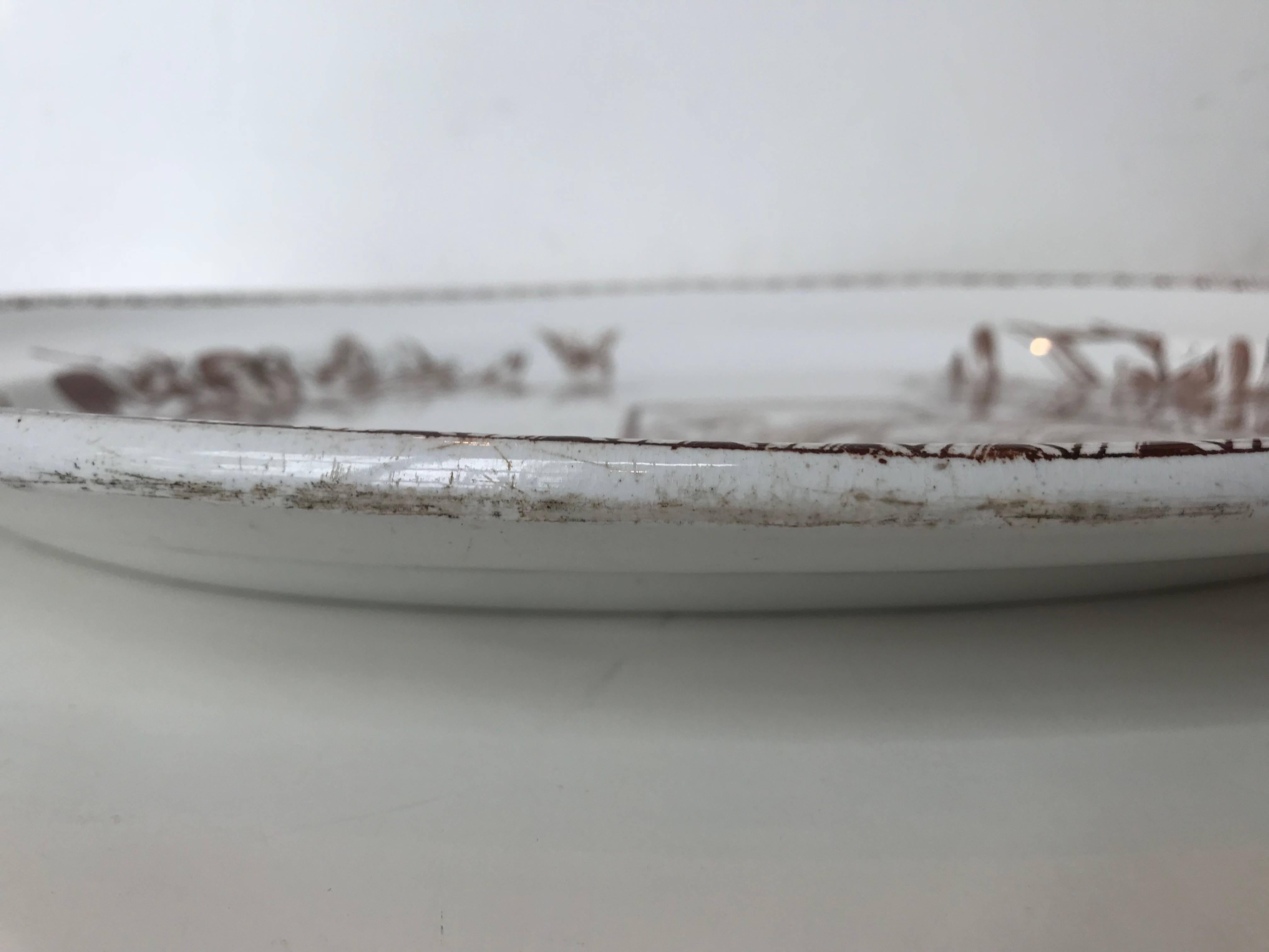 19th Century E. & C. Challinor Brown & White Platter  For Sale 2