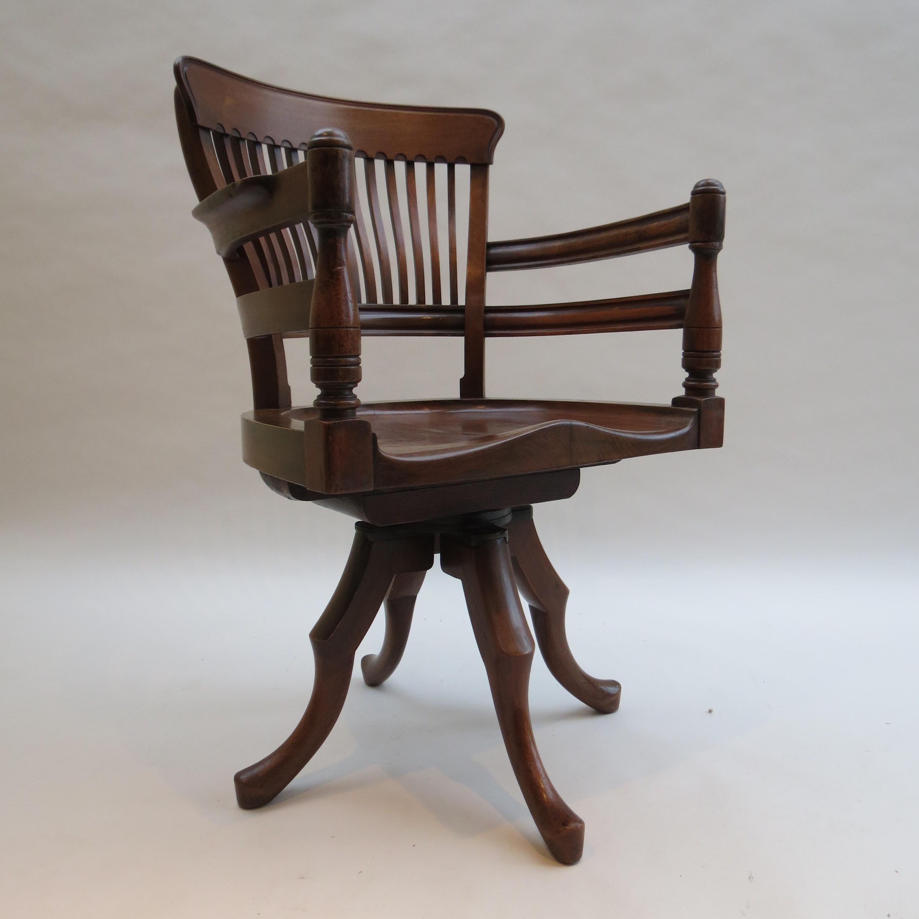 19th Century E W Godwin Swivel Office Chair in Walnut 6