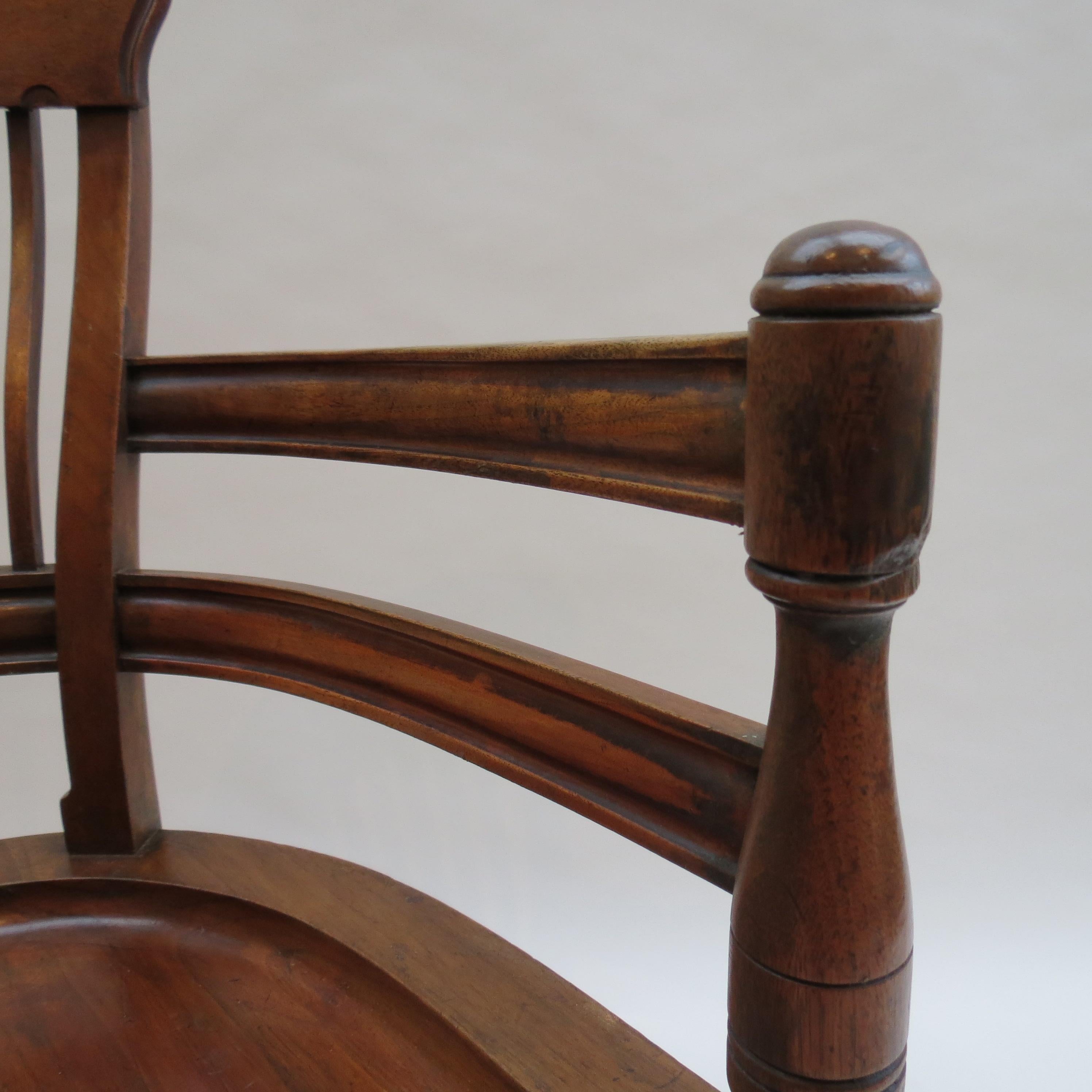 Hand-Crafted 19th Century E W Godwin Swivel Office Chair in Walnut
