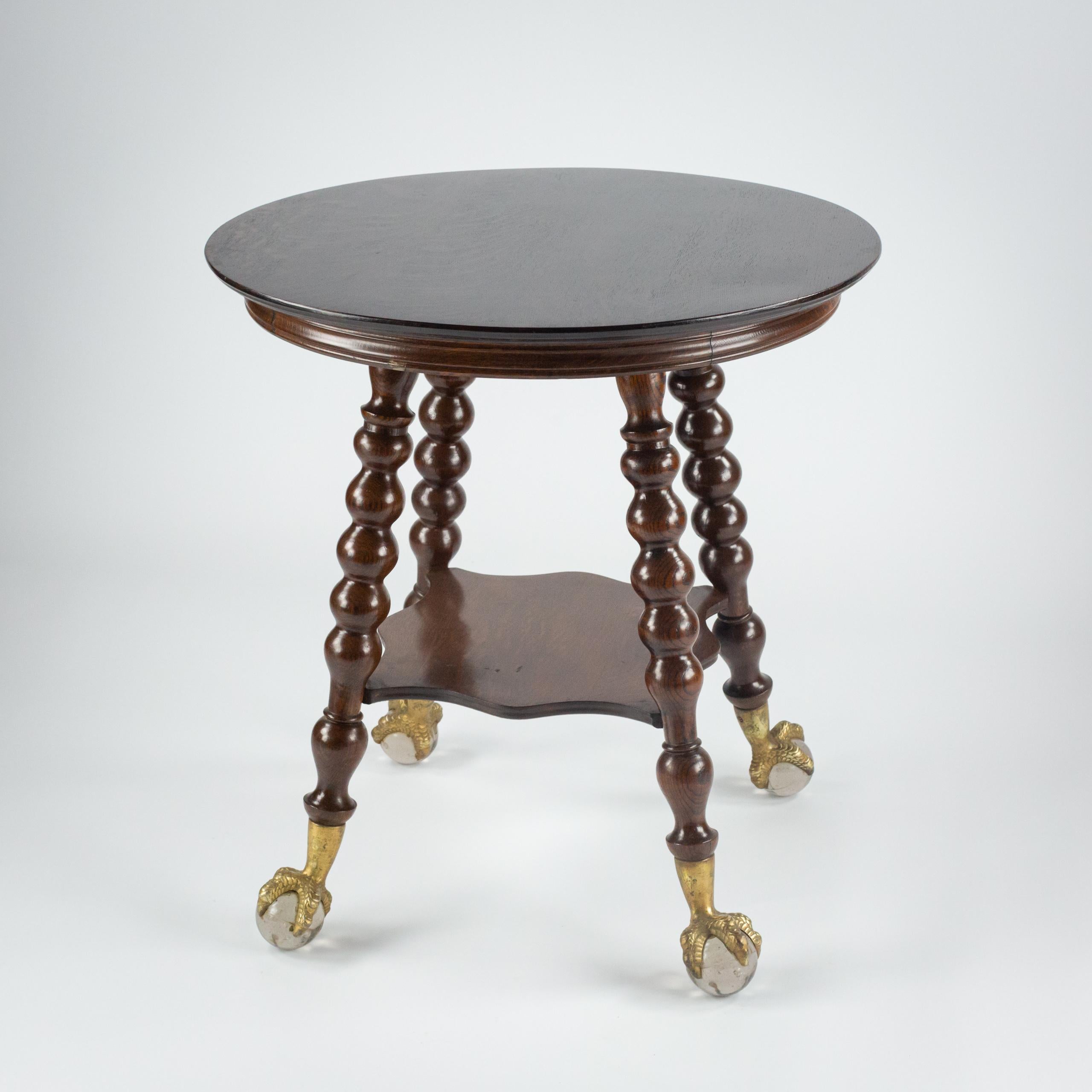 19th Century Eagle Claw and Glass Ball Quarter Sawn Oak Centre Table 8