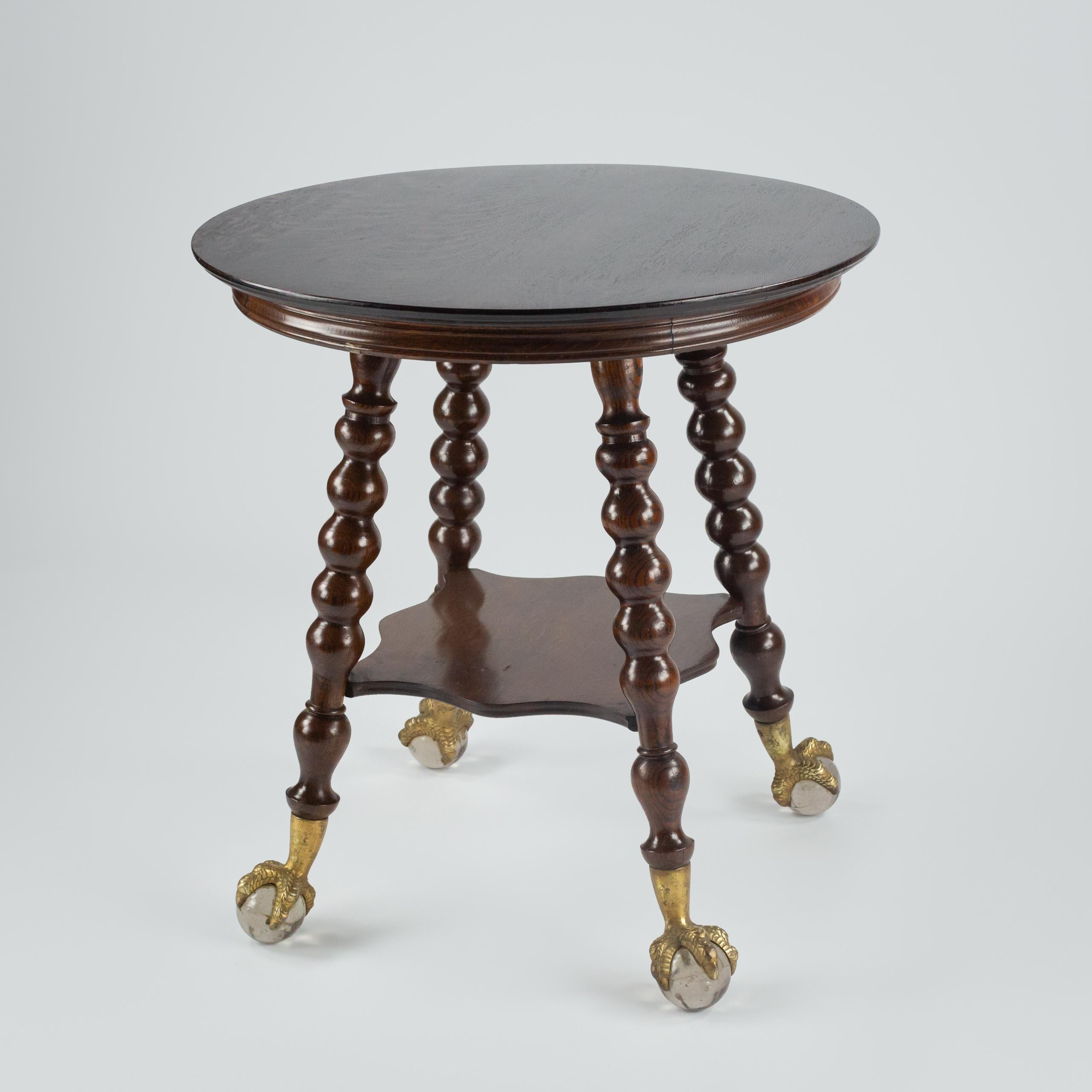 American 19th Century Eagle Claw and Glass Ball Quarter Sawn Oak Centre Table