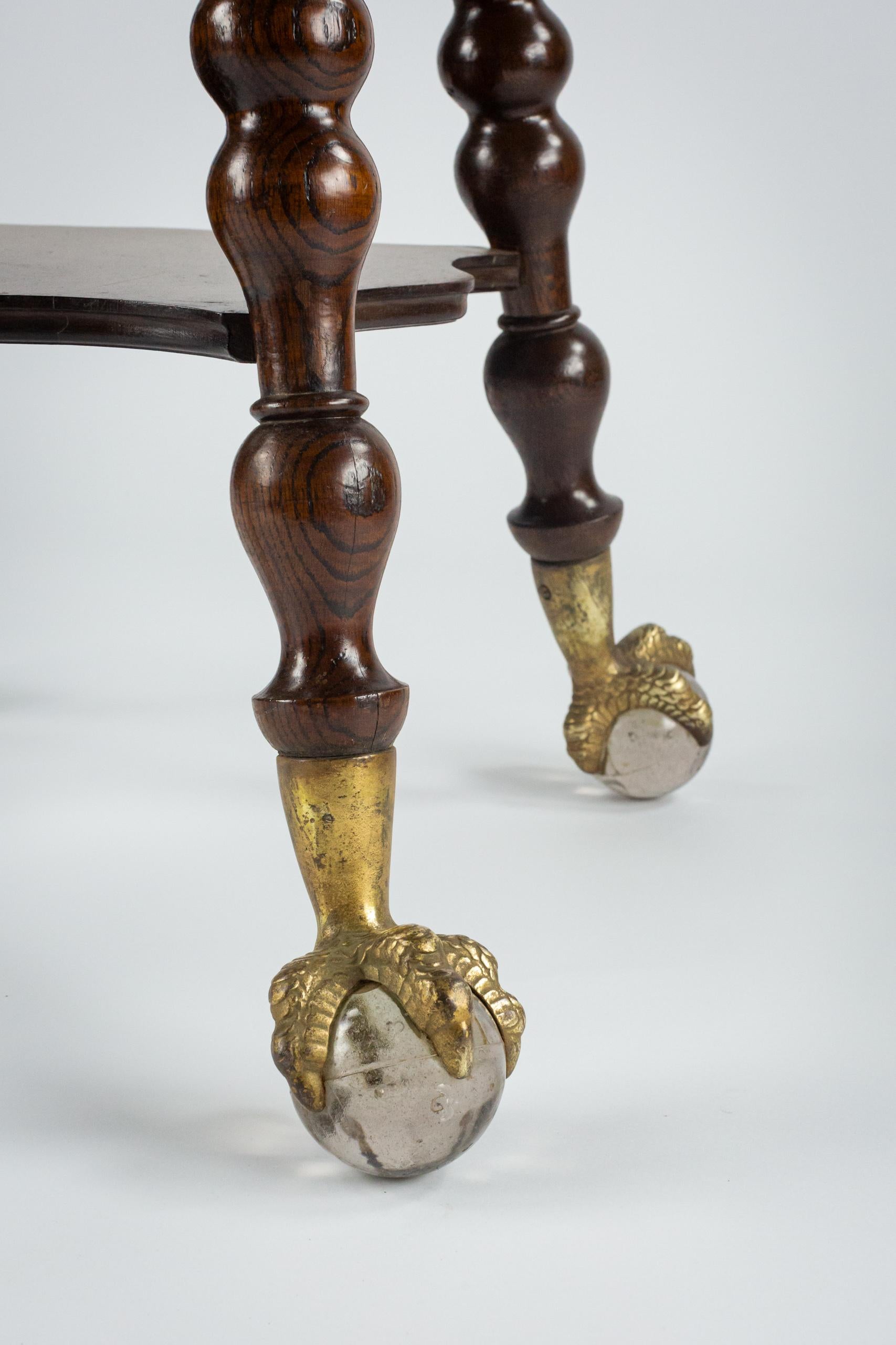19th Century Eagle Claw and Glass Ball Quarter Sawn Oak Centre Table 1