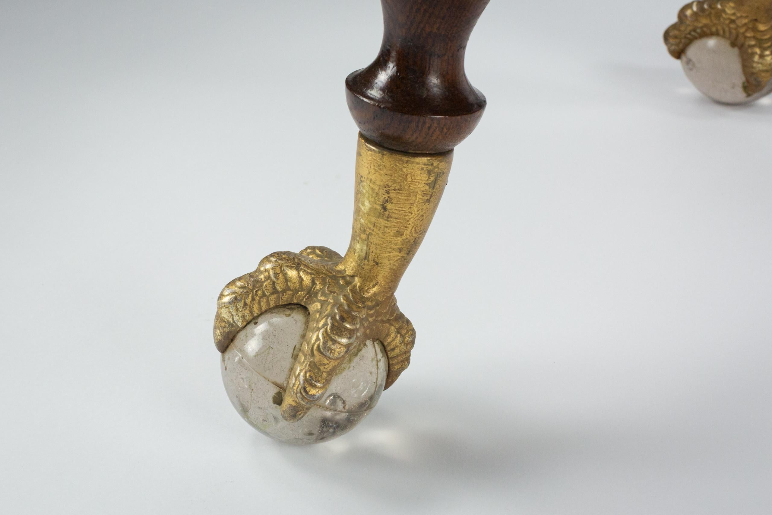 19th Century Eagle Claw and Glass Ball Quarter Sawn Oak Centre Table 2