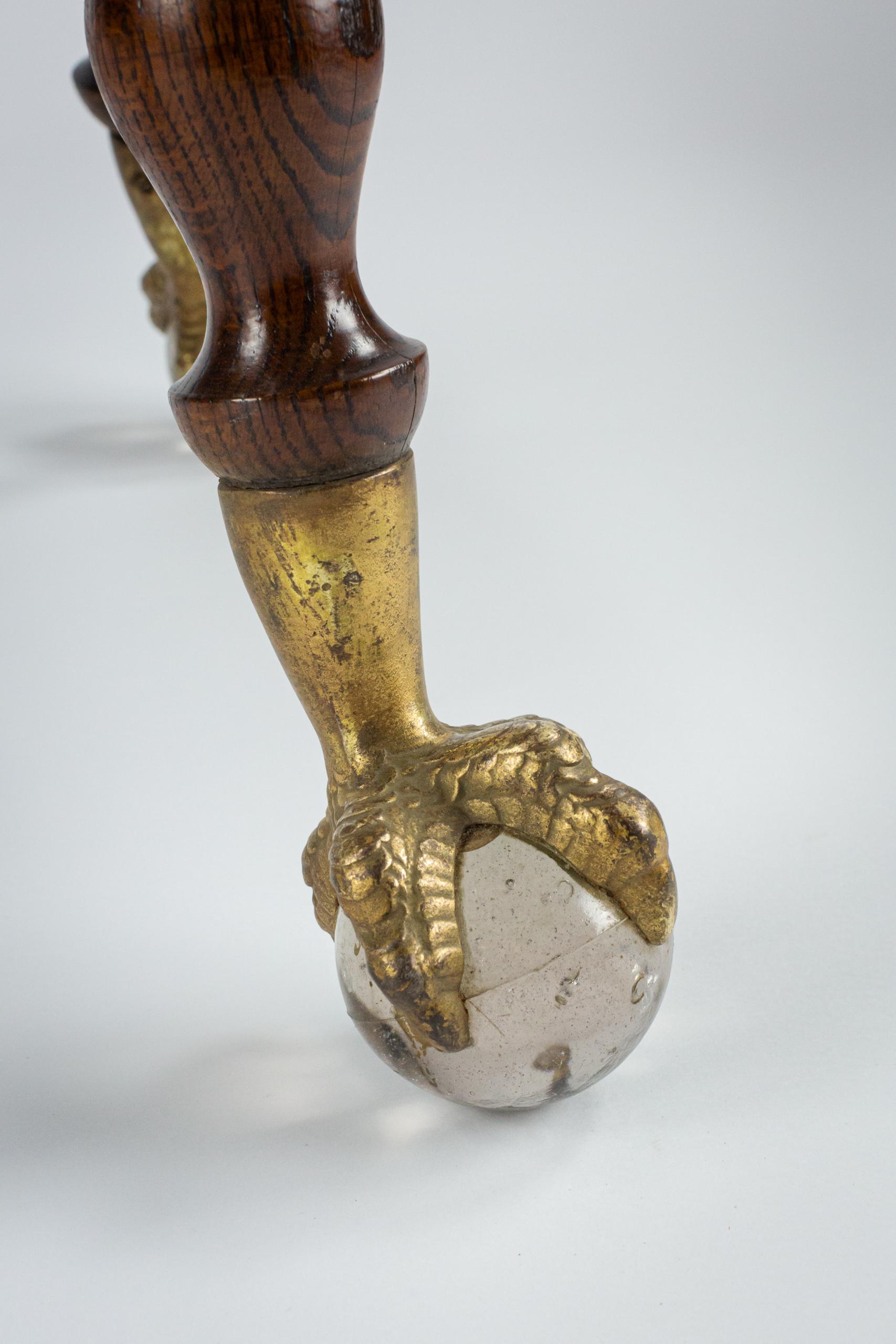 19th Century Eagle Claw and Glass Ball Quarter Sawn Oak Centre Table 3