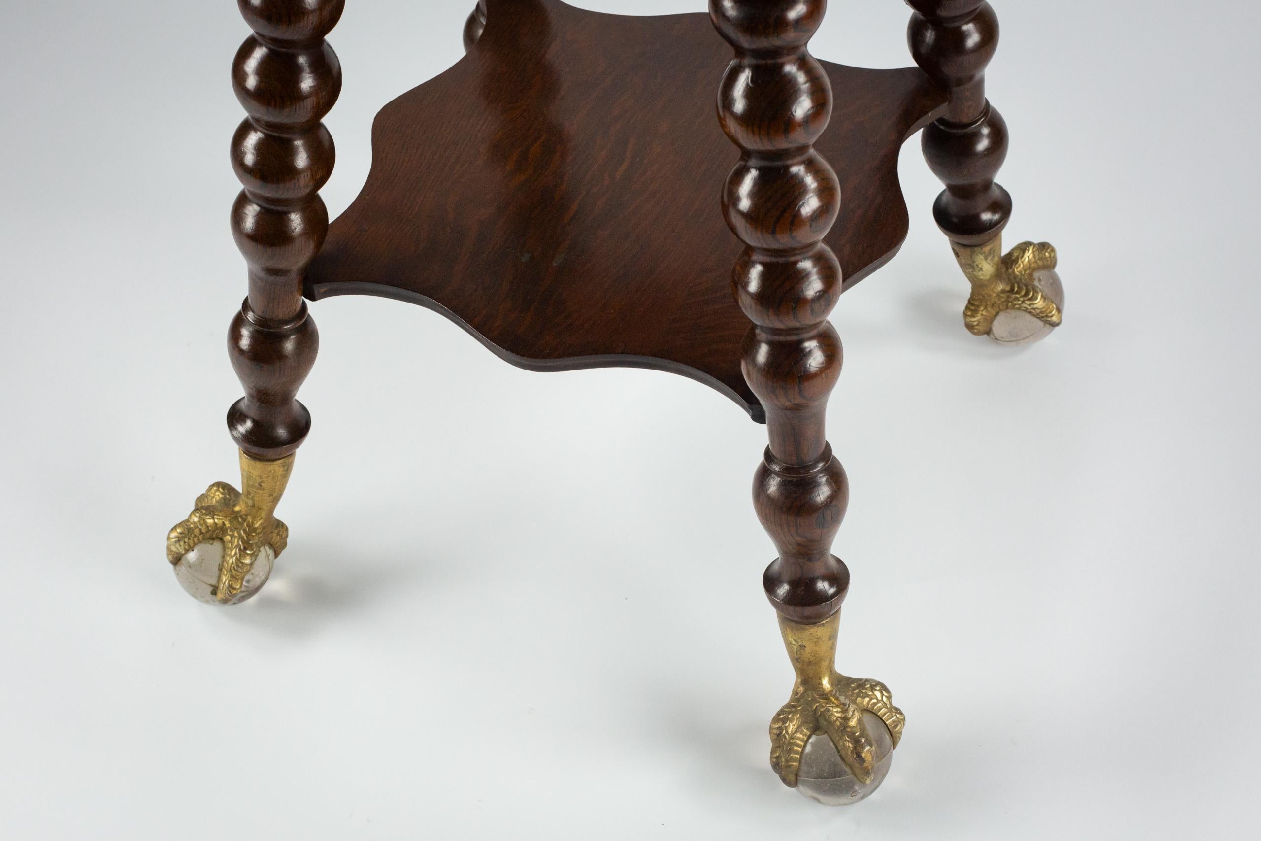19th Century Eagle Claw and Glass Ball Quarter Sawn Oak Centre Table 4
