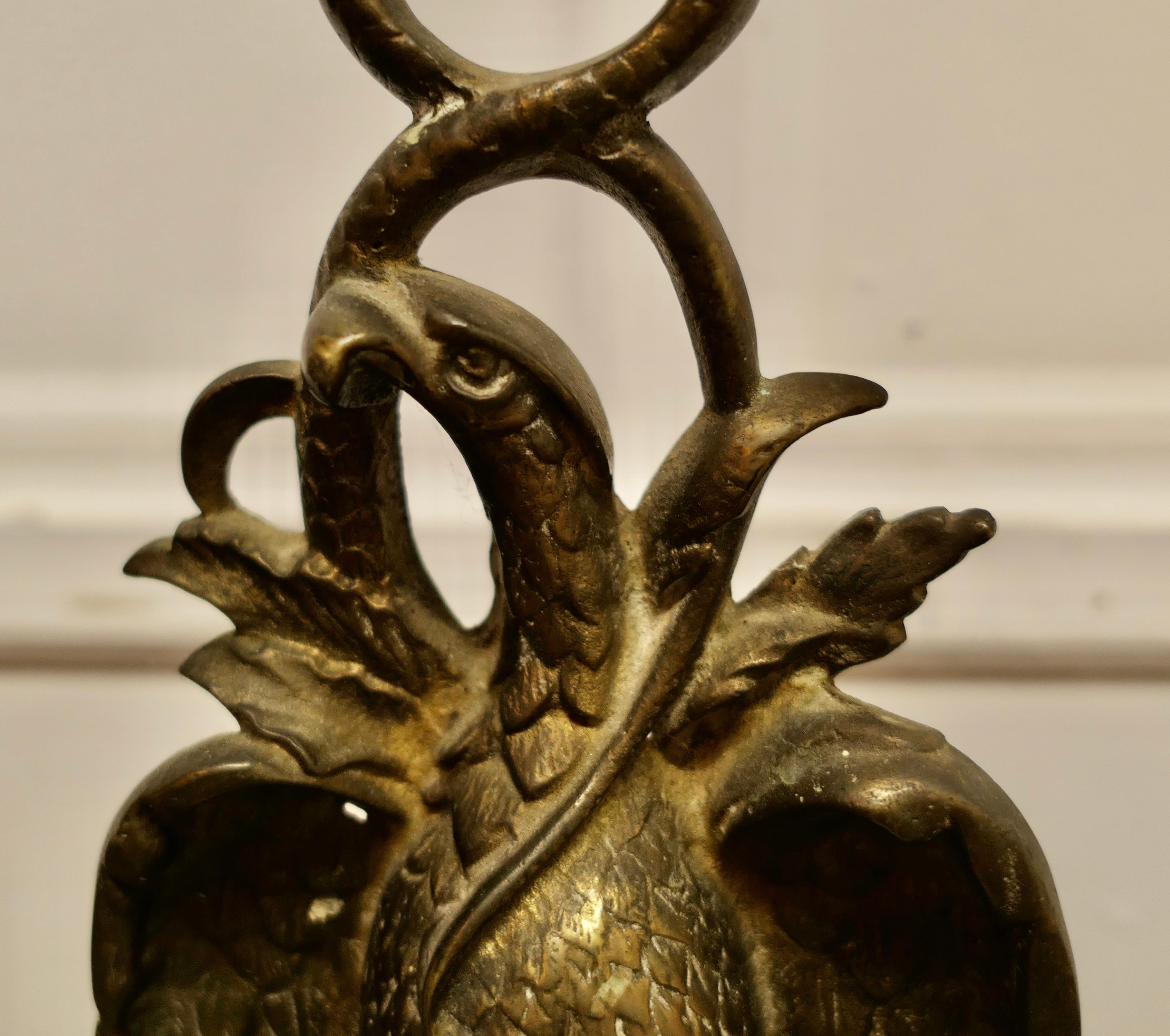 Classical Greek 19th Century Eagle & Serpent Brass Door Stop   Needless to say a heavy piece  For Sale