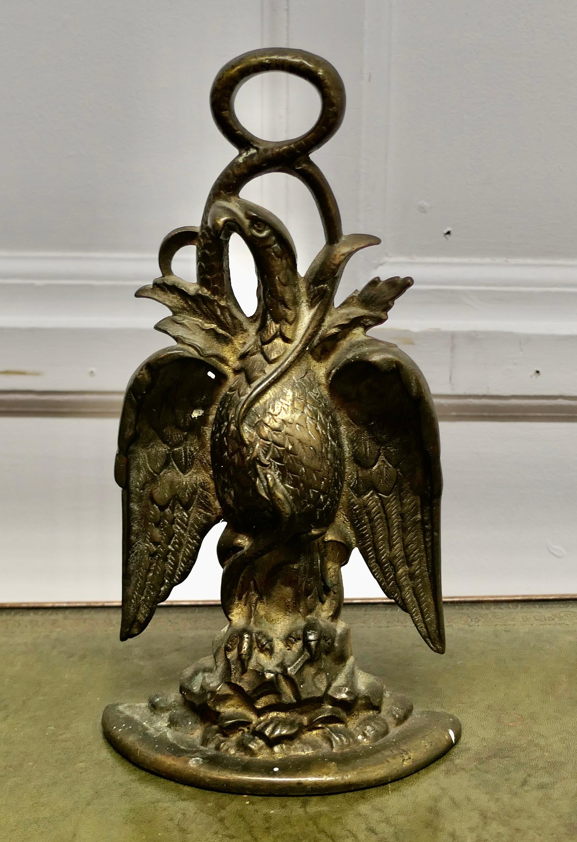 19th Century Eagle & Serpent Brass Door Stop   Needless to say a heavy piece  For Sale 1