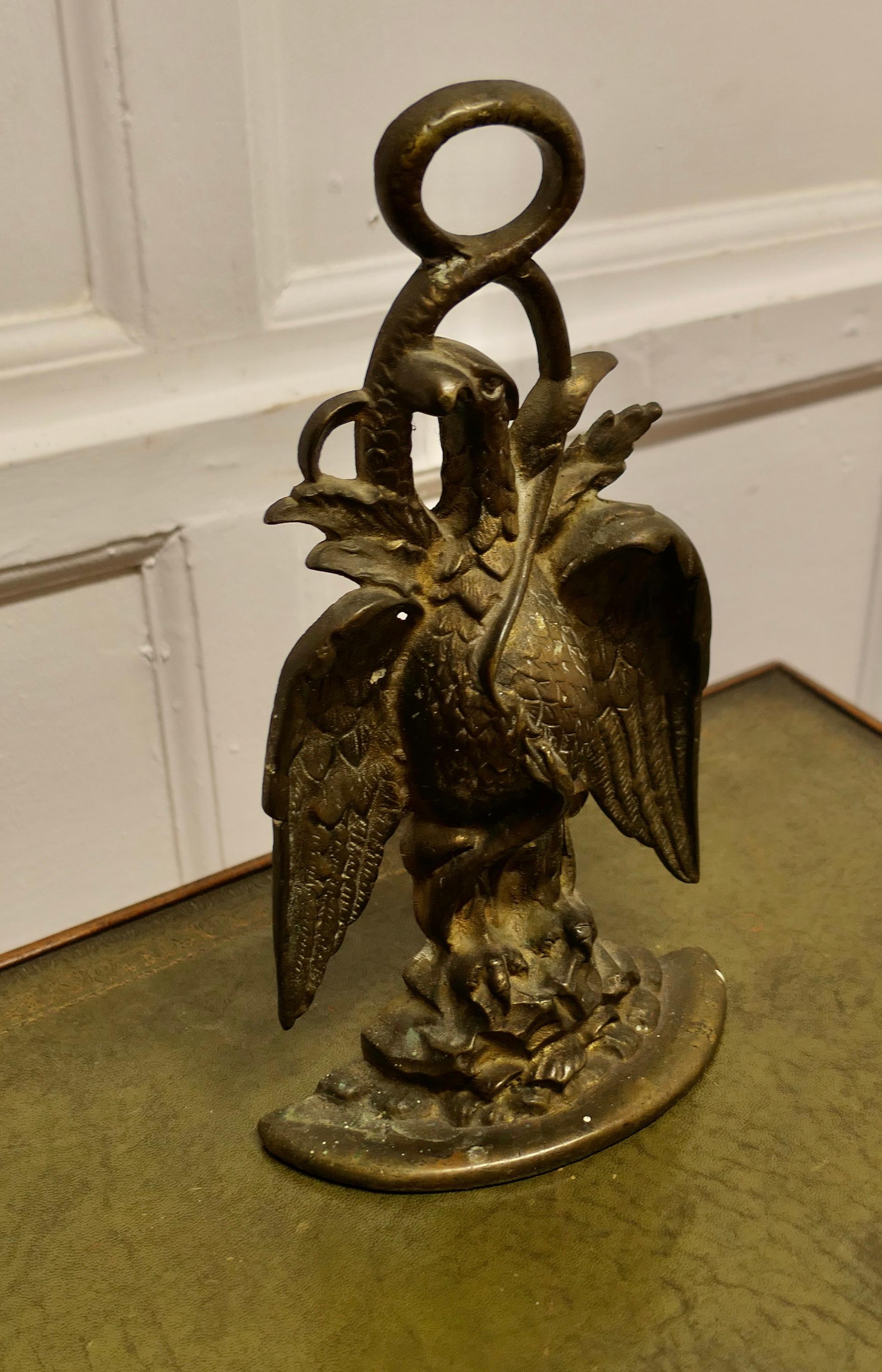 19th Century Eagle & Serpent Brass Door Stop   Needless to say a heavy piece  For Sale 2