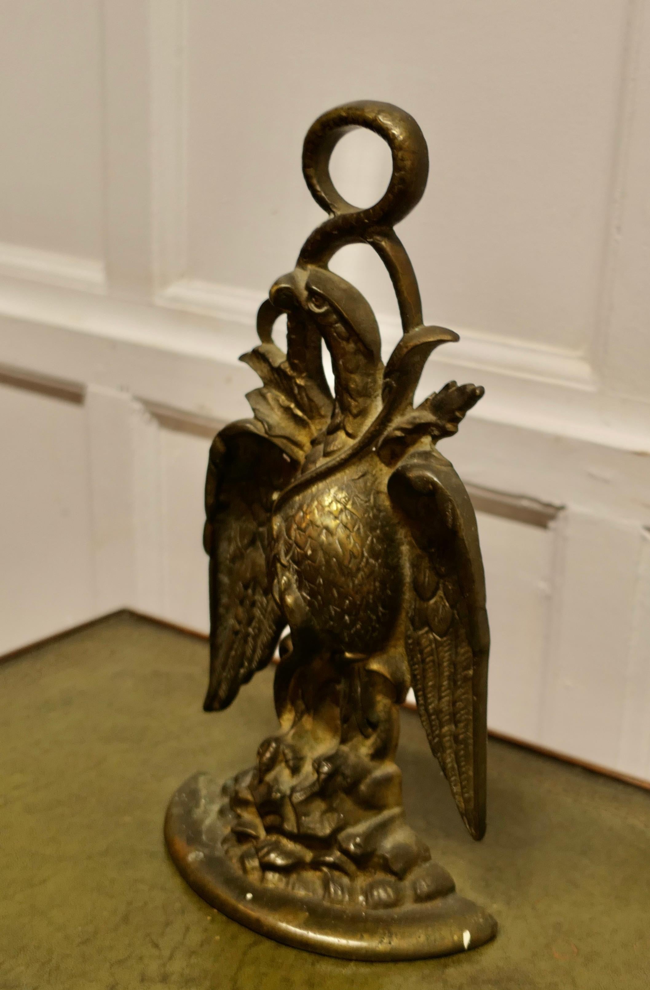 19th Century Eagle & Serpent Brass Door Stop   Needless to say a heavy piece  For Sale 3