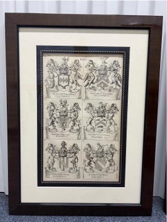 Incisioni armoriali continentali "Earls" del XIX secolo, incorniciate, set di 4 pezzi