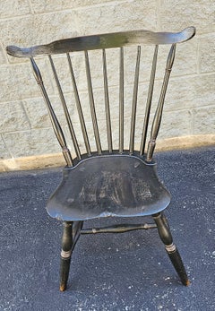 19th Century Early American Ebonized  Saddle Seat and Spindle Back Chair