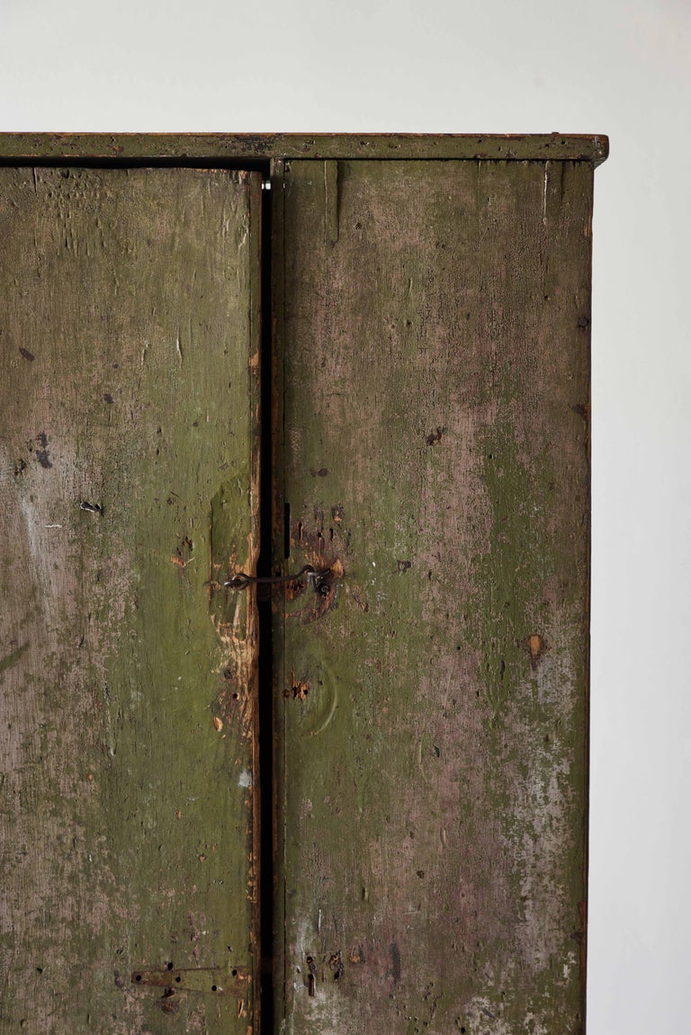 19th Century Early American Painted Single Door Country Cupboard at 1stDibs