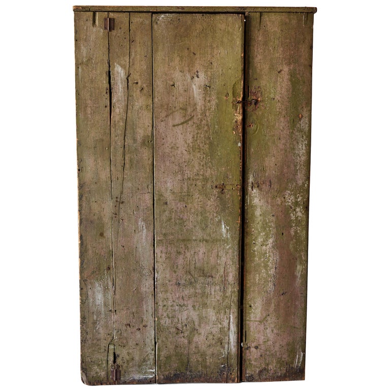 19th Century Early American Painted Single Door Country Cupboard at 1stDibs