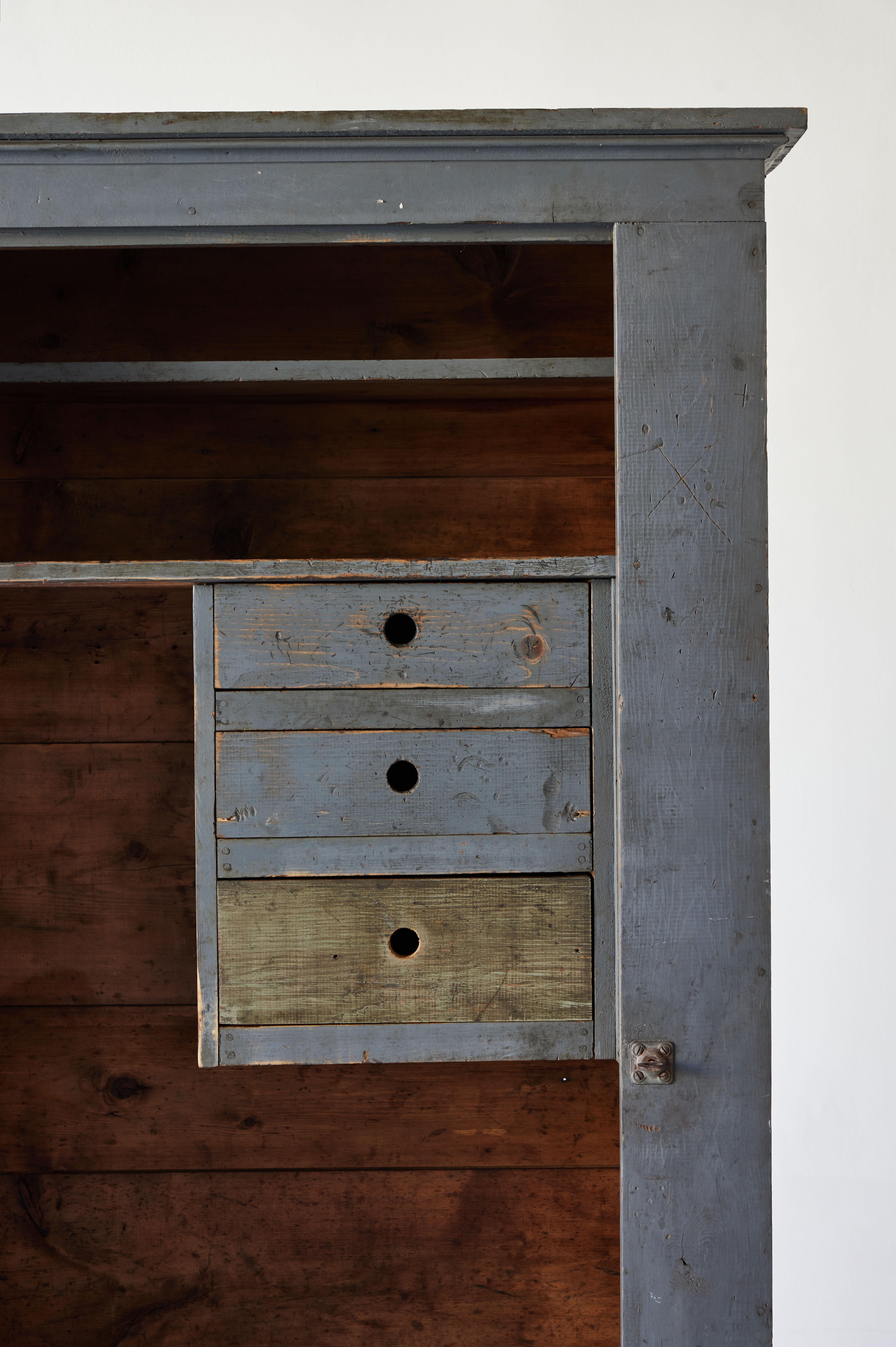 Wood 19th Century Early American Painted Single Door Cupboard