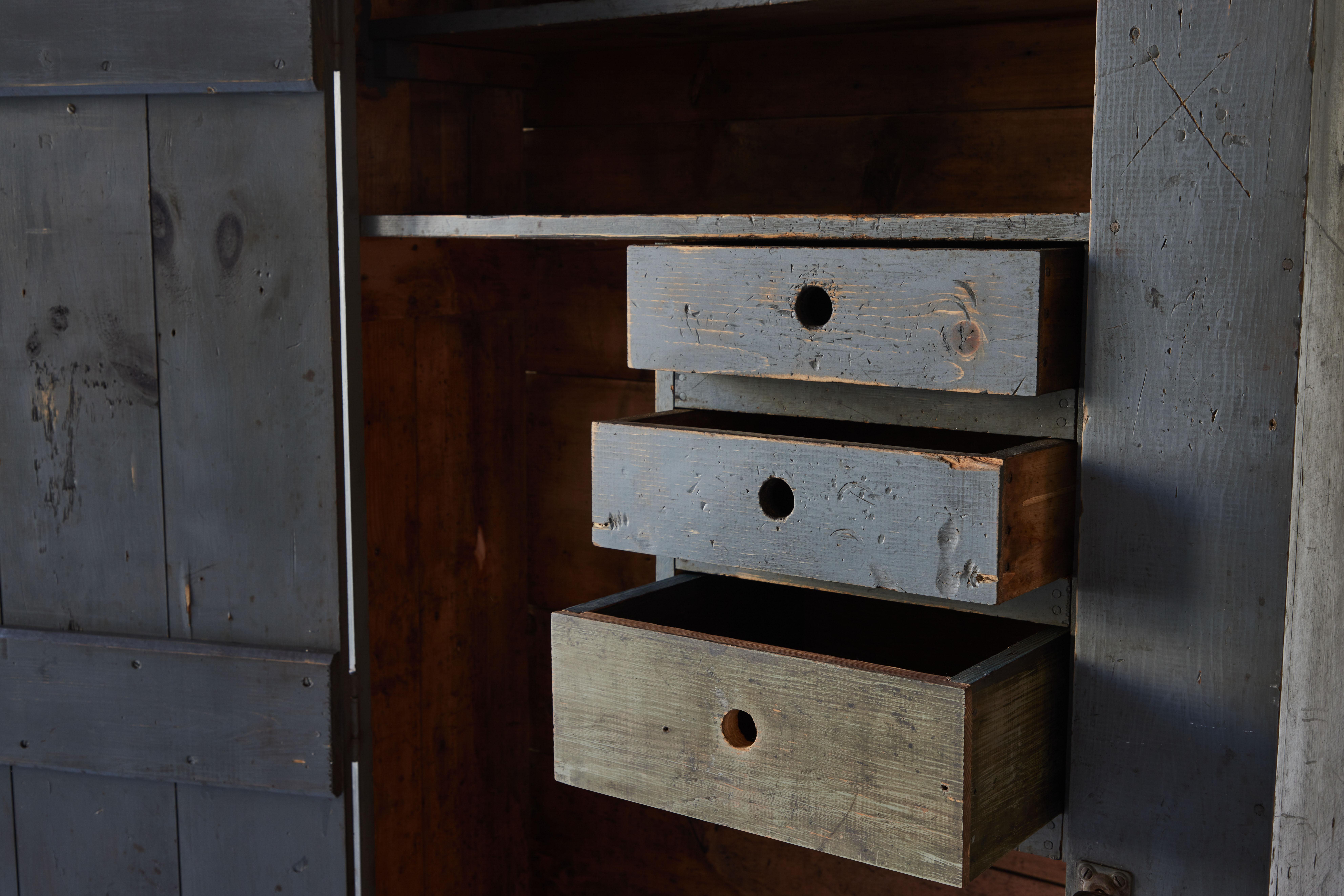 19th Century Early American Painted Single Door Cupboard 2