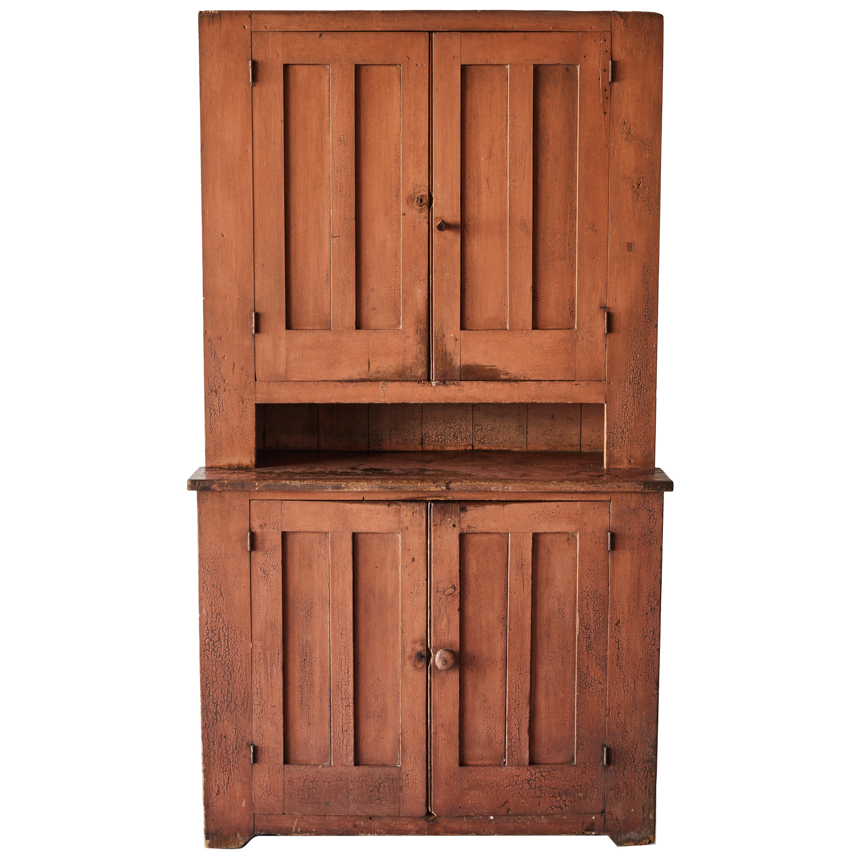 19th Century Early American Painted Step Back Cupboard at 1stDibs ...