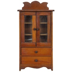 19th Century Early American Pine Cupboard Miniature Salesman Sample Cabinet