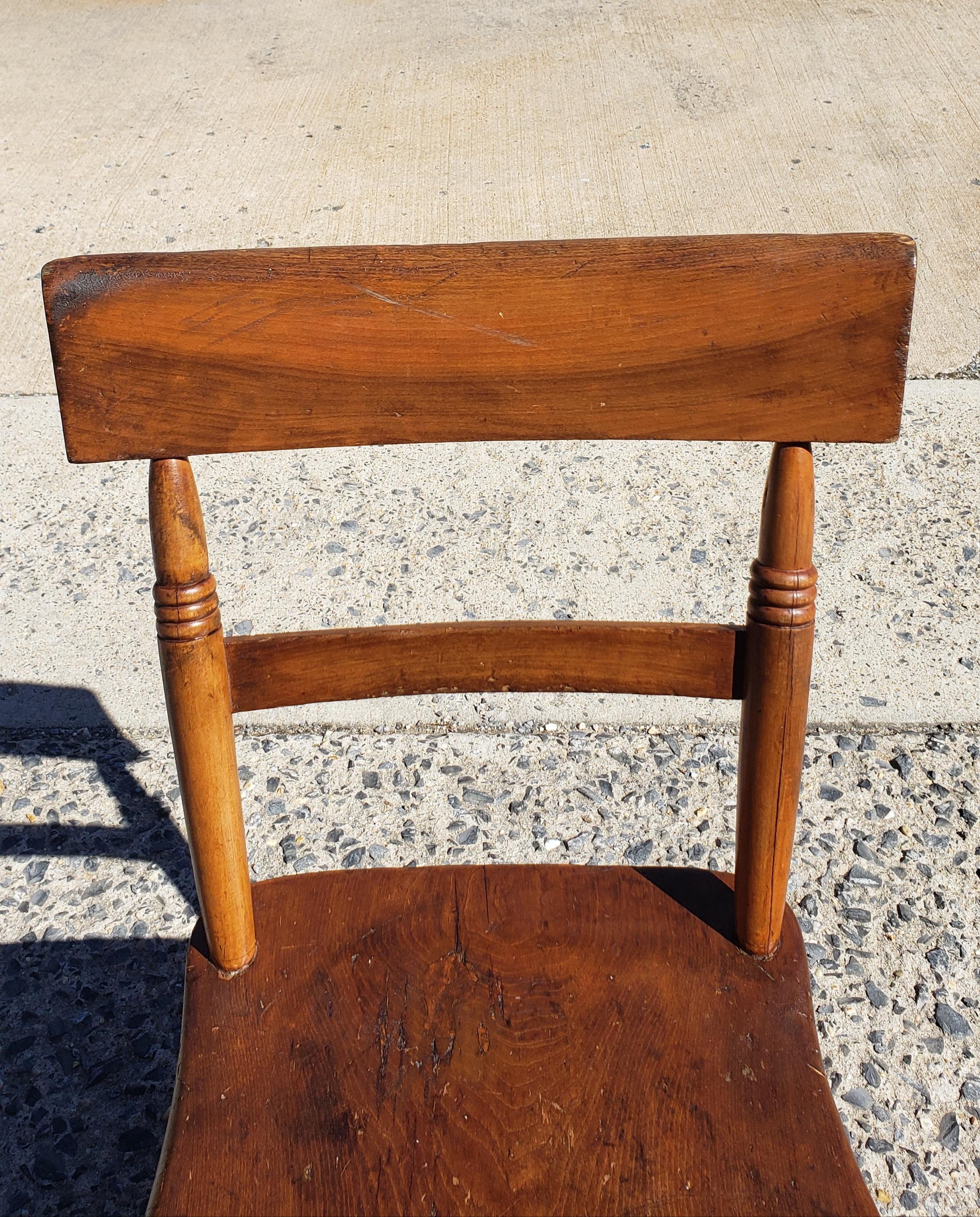 American Colonial 19th Century Early American Plank Side Chair