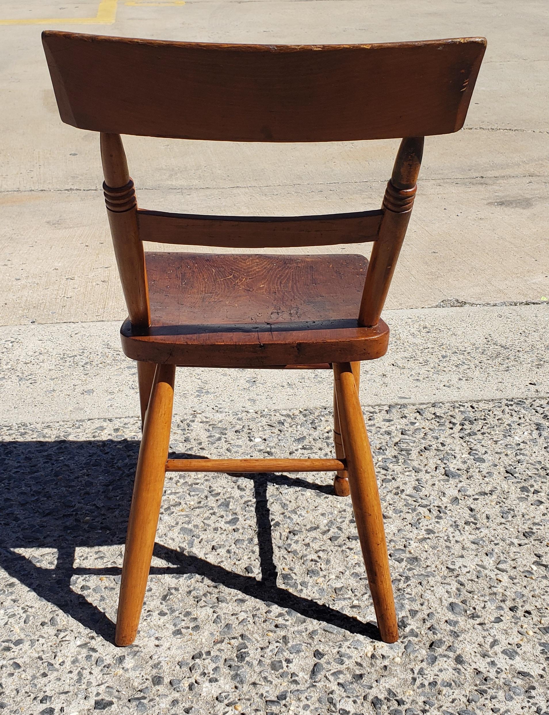 Hand-Crafted 19th Century Early American Plank Side Chair