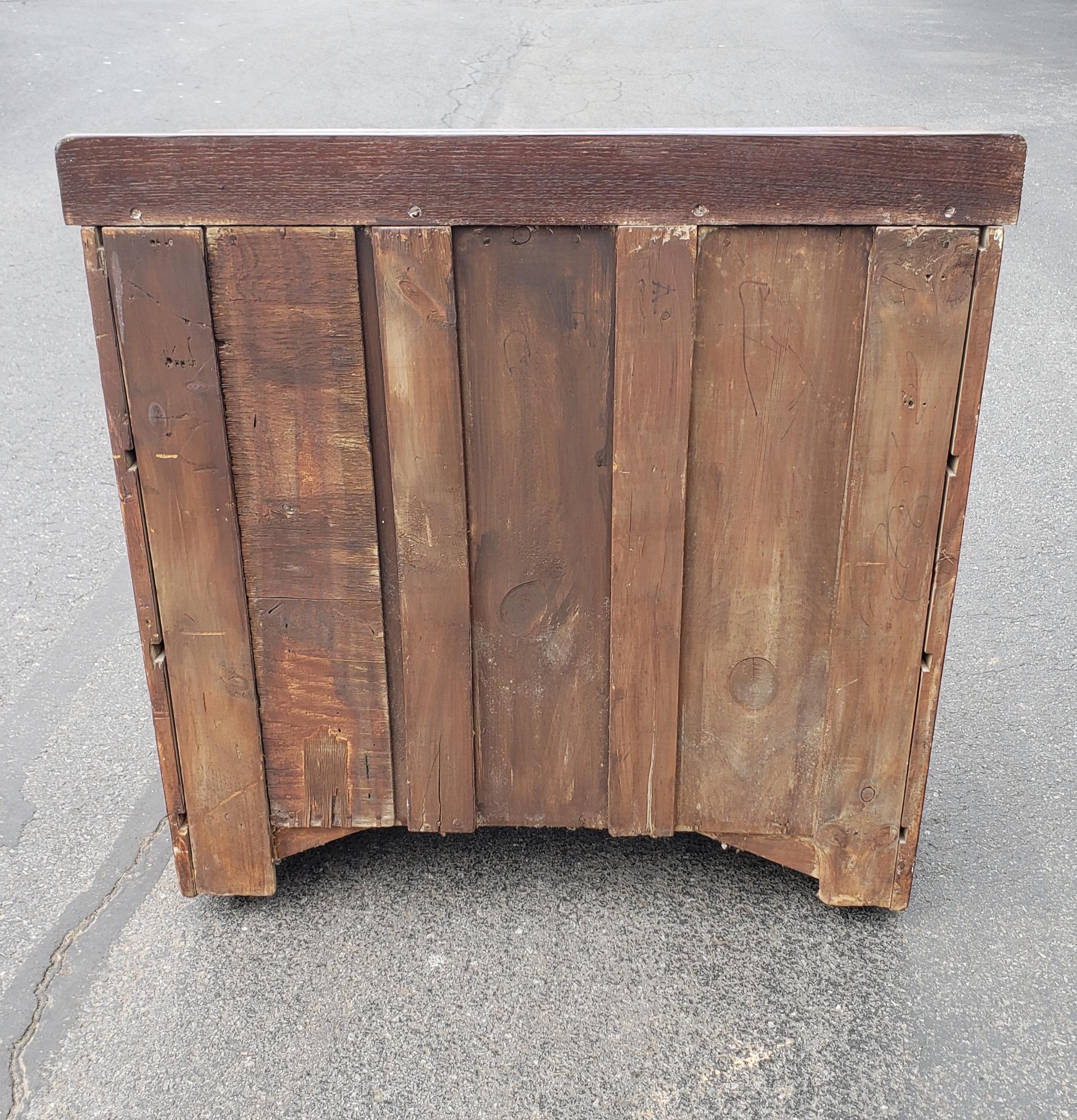 19th Century Early American Red Pine Chest of Drawers on Wheels For Sale 4