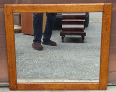 19th Century Early American Style Solid Oak Frame Wall Mirror