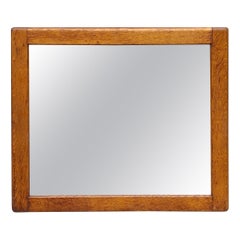 19th Century Early American Style Solid Oak Frame Wall Mirror