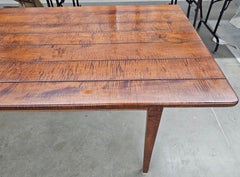 19th Century Early American Style Tiger Maple Expandable Dining Table