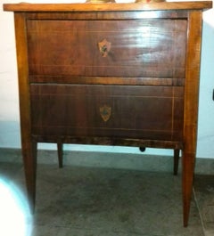 19th Century Early Biedermeier Walnut Pillar with Conical Legs Chest of Drawers