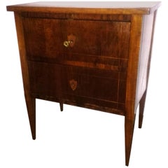 19th Century Early Biedermeier Walnut Pillar with Conical Legs Chest of Drawers