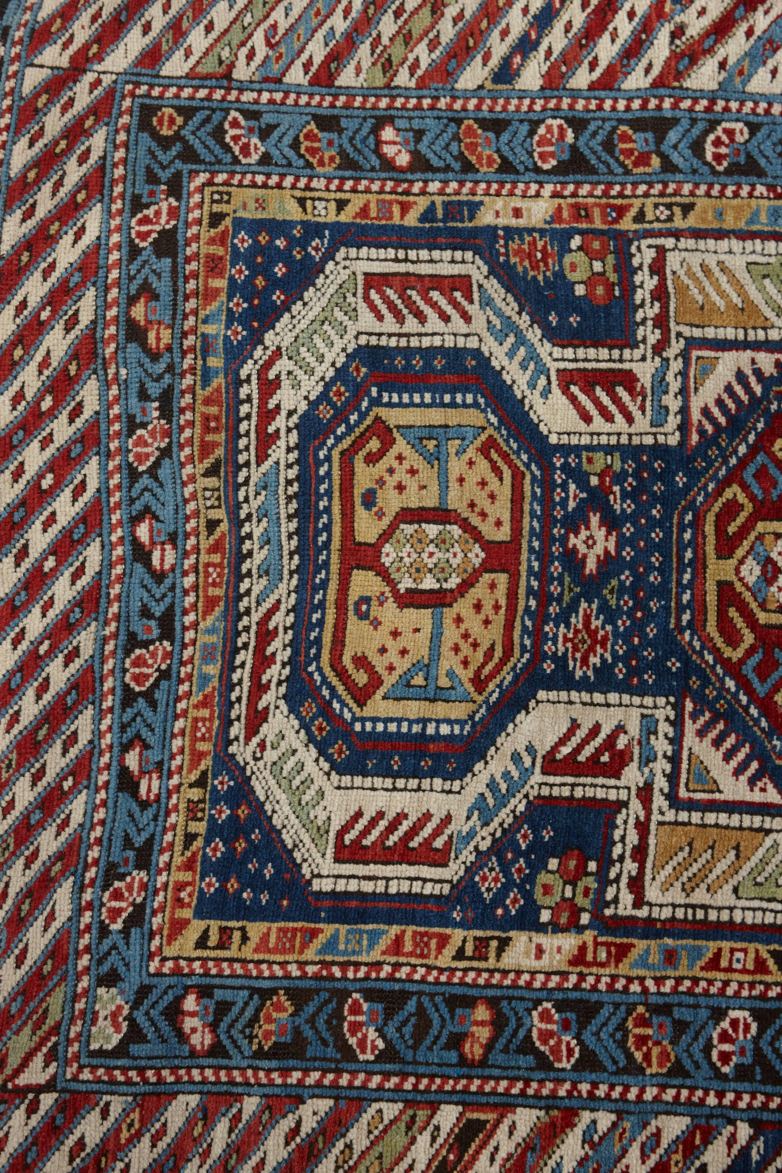 Vegetable Dyed 19th Century Early Caucasian Kazak Konagend Rug For Sale