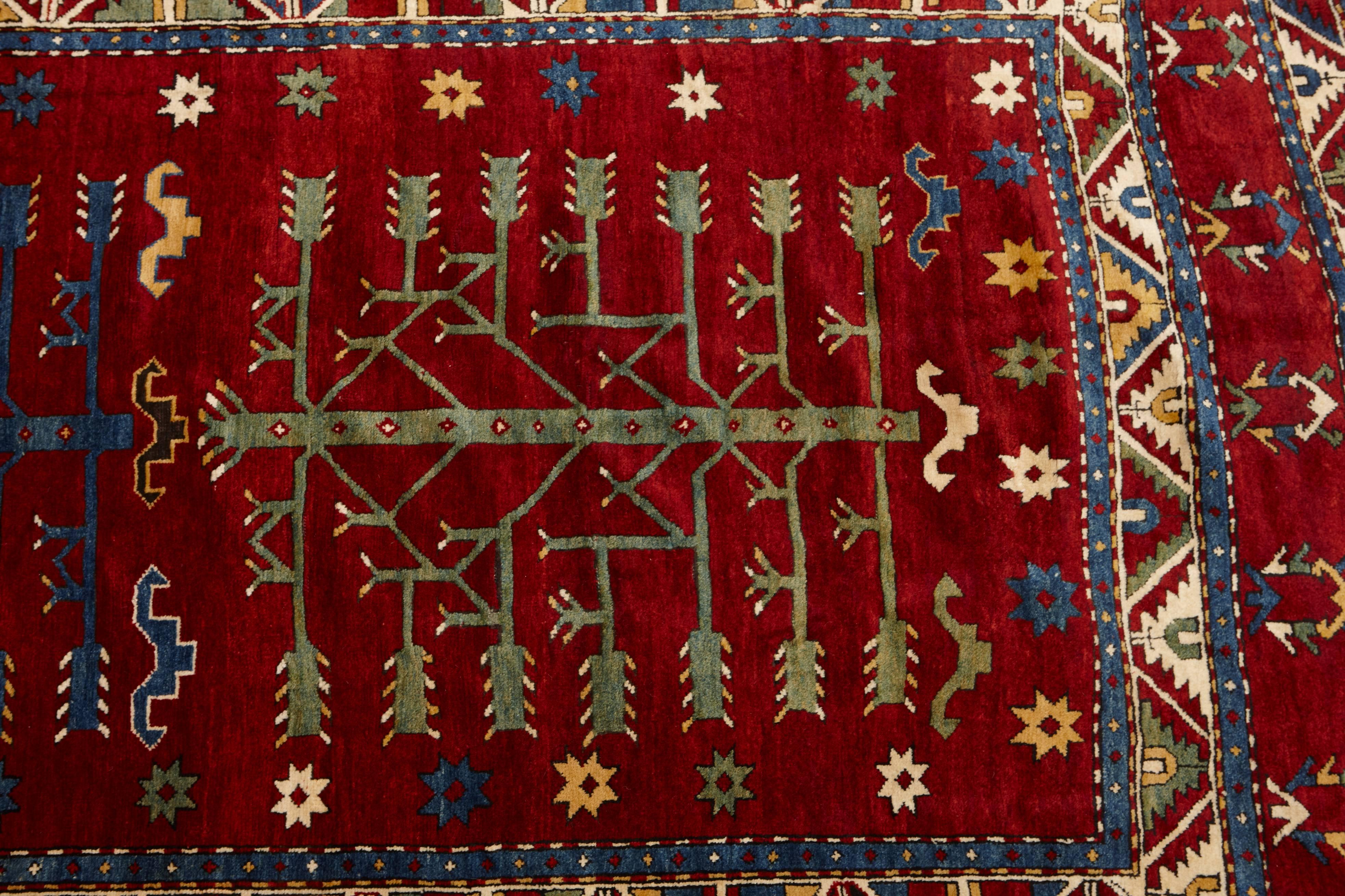 Vegetable Dyed 19th Century Early Caucasian Tree of Life Kazak For Sale